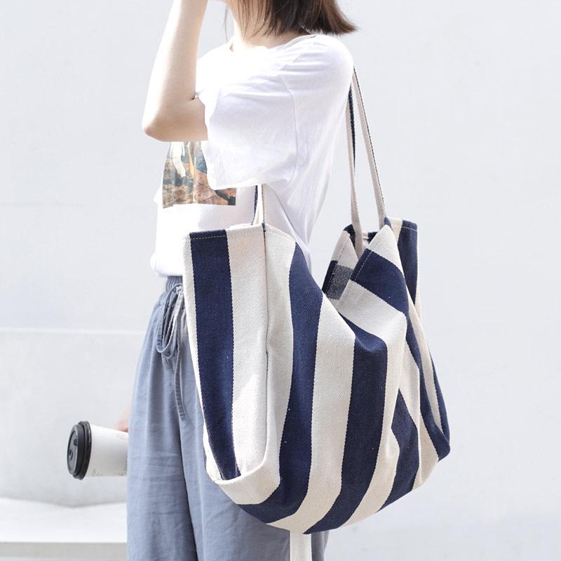 Сумка-ведро Niche Striped из холста для женщин, большая вместительная сумка-тоут в стиле ленивых для поездок на работу, новая тенденция 2025 года, большая сумка для покупок через плечо