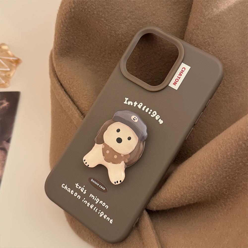 Чехол-подставка для телефона с мультяшным щенком, совместим и подходит для iPhone 16, 15, 14, 13/12, promax