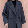 Женское серое шерстяное пальто средней длины со спандексом - Весенняя коллекция 2025