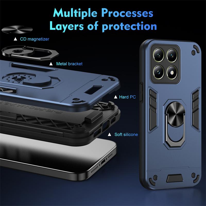 Ударопрочный Чехол-Броня Для Xiaomi 15T 14T 15 Ultra 13T Pro 13 Lite 12 12T 11T Автомобильный Магнитный Держатель Кольцо-Подставка Силиконовый Чехол