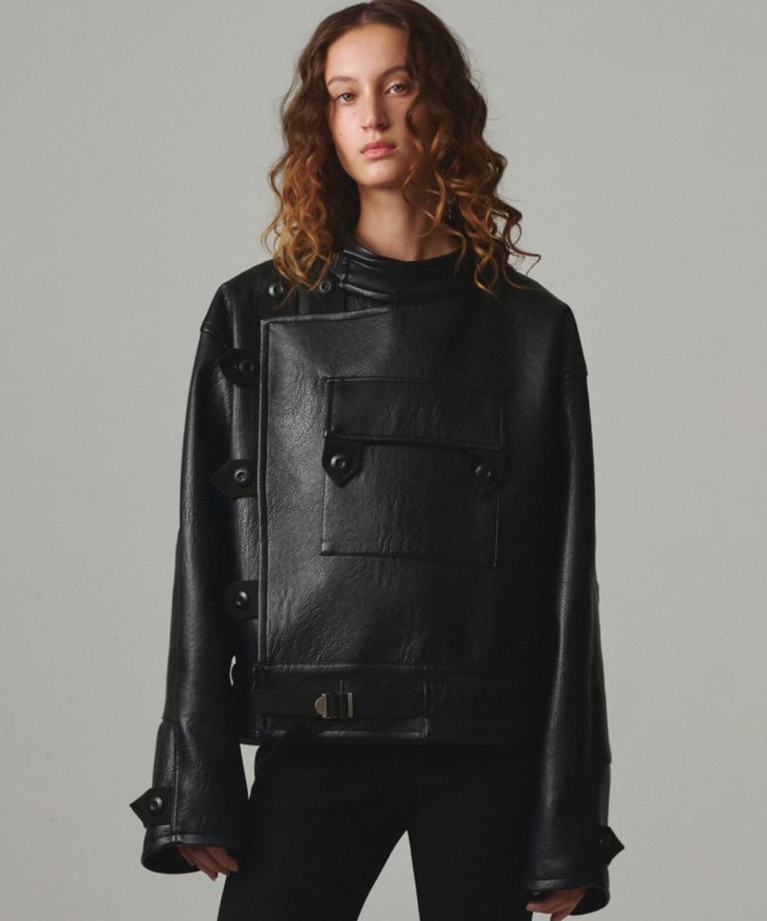 Moonsun Unisex, Swedish Motorcycle Leather Jacket / Black