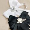 Vintage Ribbon Bow Tie Brooch Mourning Corsage For Women Suit Shirt Collar Pins Necktie Jewelry Accessories
