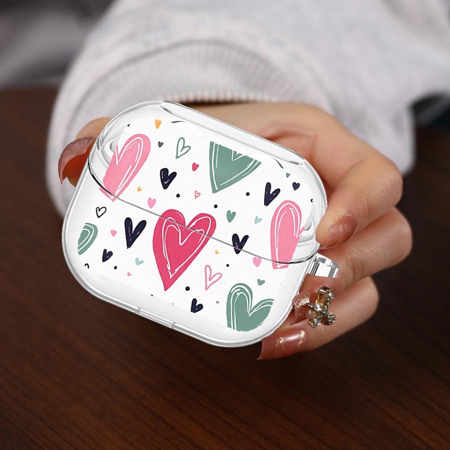 Чехол Love Heart Leopard Pink для Samsung Galaxy Buds 3Pro Live 2 4Pro 2Pro 4 Pro 3 FE Прозрачные Чехлы для Наушников Чехол с Крючком