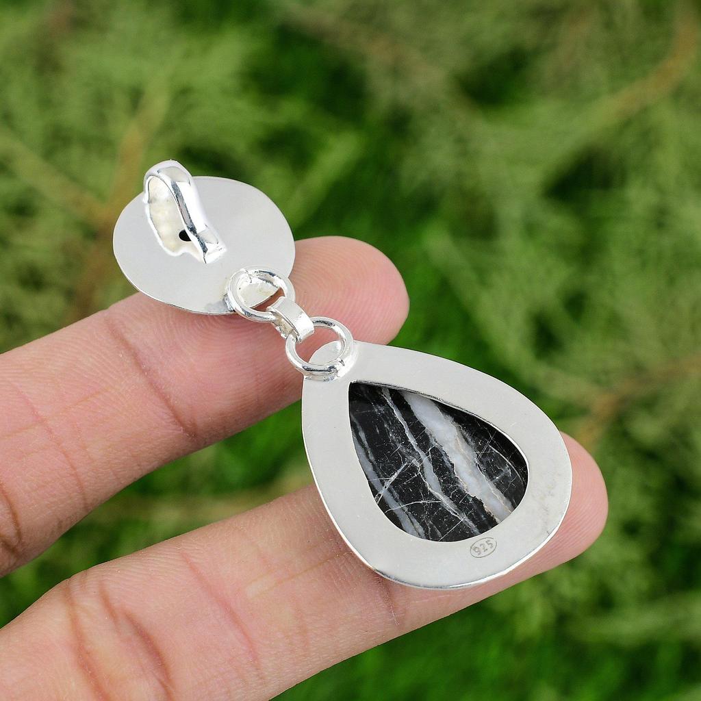 Zebra Jasper Gemstone Black Onyx 925 Sterling Silver New Mermaid Pendant Jewelry