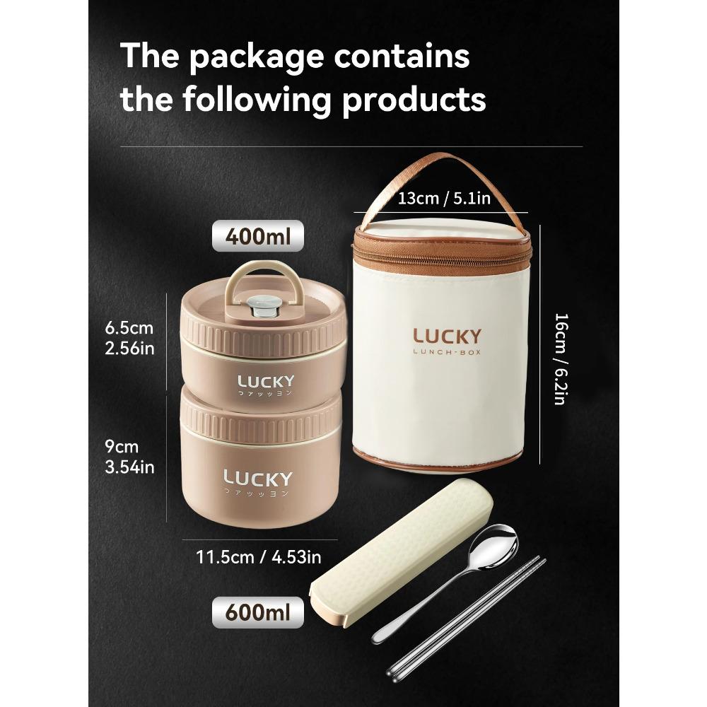 WORTHBUY Portable Lunch Box Set With Insulated Bag 18/8 Stainless Steel Thermal Food Container For Students  Aldults