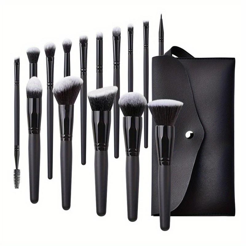15pcs Black Makeup Brush Set Foundation Powder Blush Eyeshadow Concealer Brushes Daily