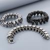 Cool Death's Head Bracelet for Men Vintage Black Old Silver Color Solid Stainless Steel Men's Bracelets Skull Chain Jewelry Male