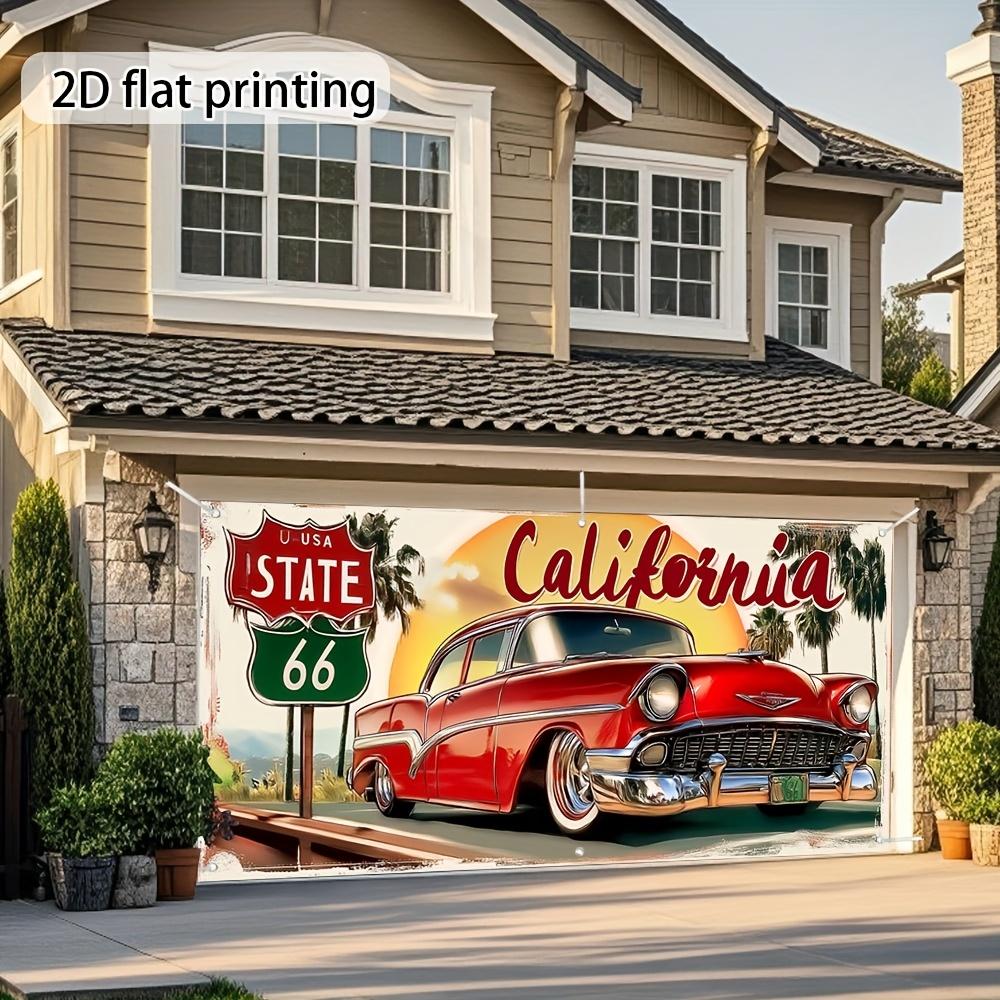 2D flat banner, 1 piece of California 66 Highway Garage Door Banner, large polyester bannerXY