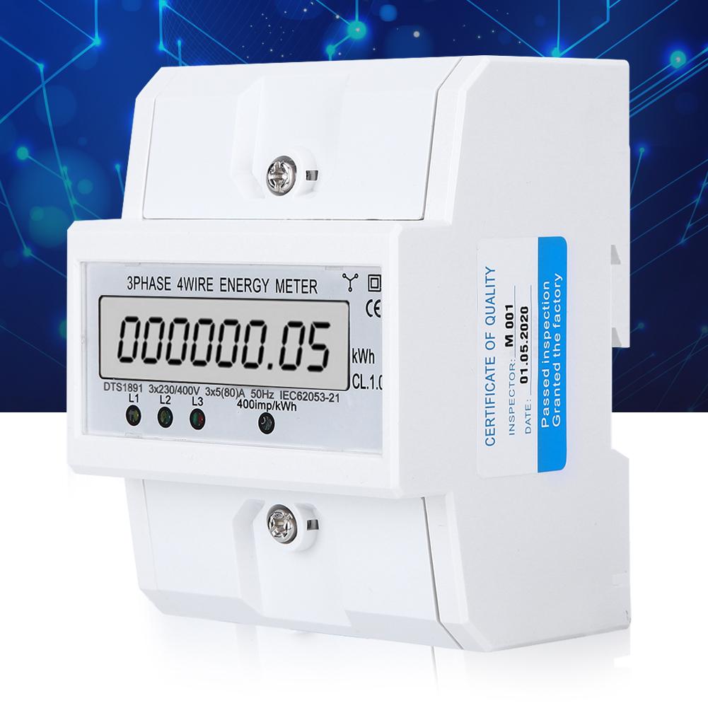 Energy Meter 3Phase 4Wire LCD Digital Display DTS1891 Smart Home Electric Measurement Device