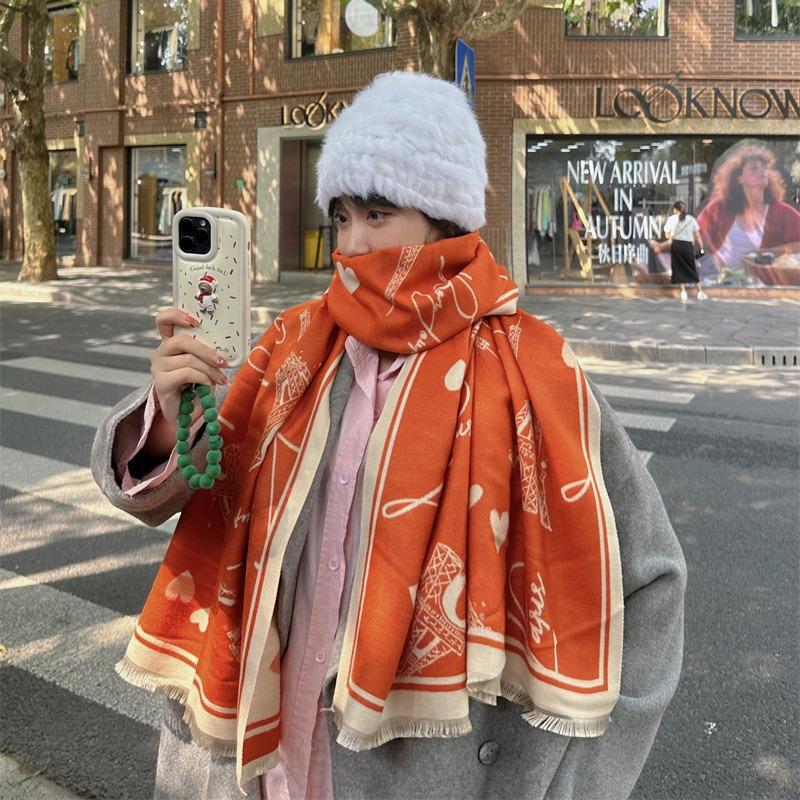The New Model Is a Winter Construction Wind Tower Scarf, Cashmere Warm Scarf, Student Male and Female Couples Scarf.