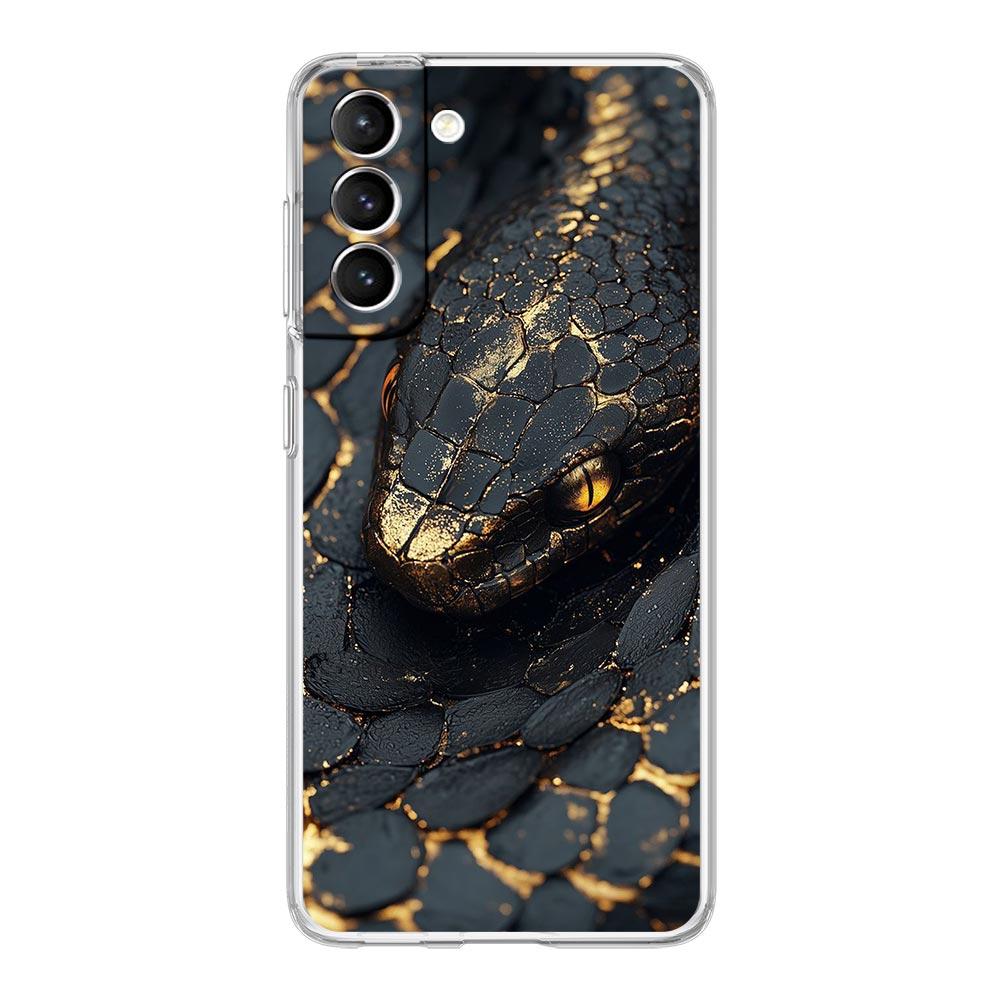 Phone Case For Samsung Galaxy S25 Edge S24 S23 FE S22 Ultra S20 S21 5G S10 Plus S10E Soft Clear Cover Blossom Pink Snake