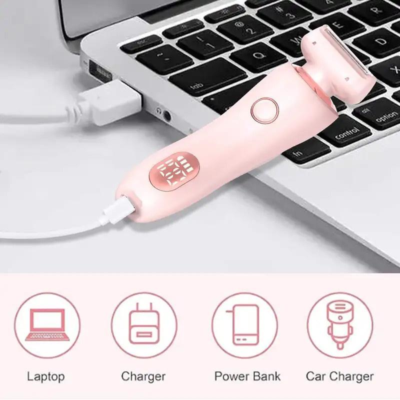 Электрические бритвы для женщин 2 в 1, триммер для бикини, бритвы для лица, удаление волос для подмышек, ног, женский триммер для тела IPX7, водонепроницаемый