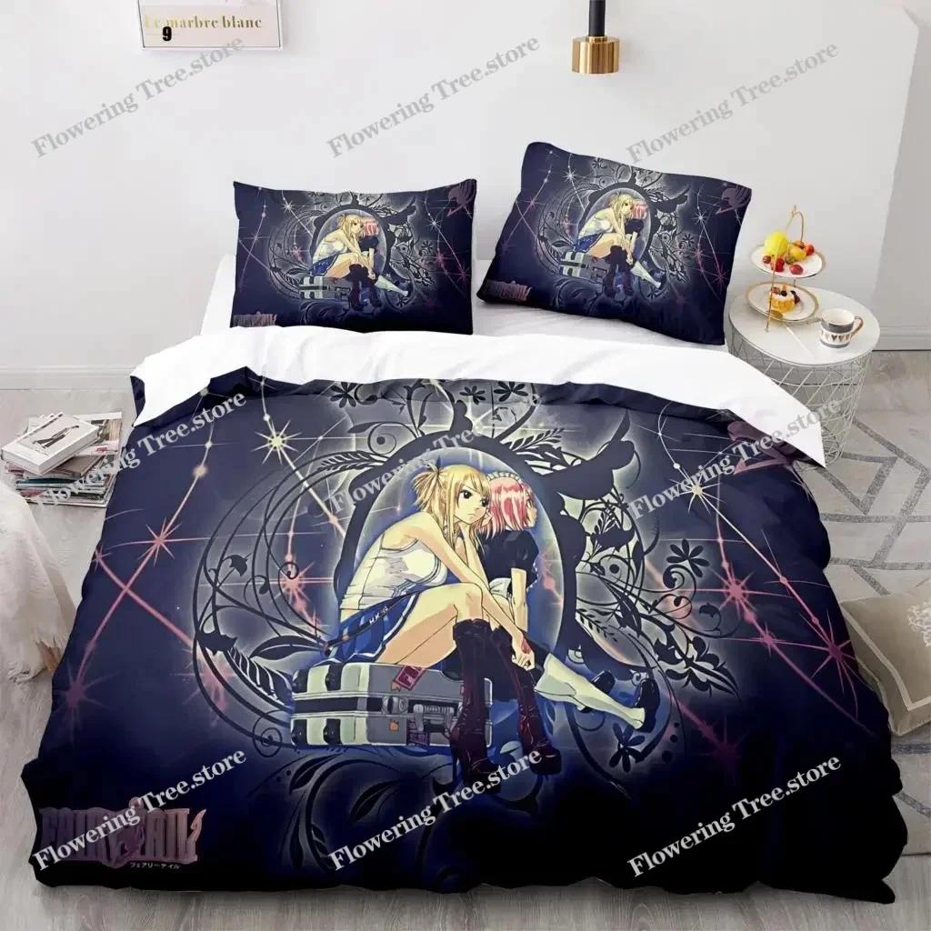 Комплект постельного белья Fairy Tail Natsu с 3D-печатью, пододеяльник, одеяло для спальни, одинарный, полуторный, королевский размер, пододеяльник, домашний текстиль