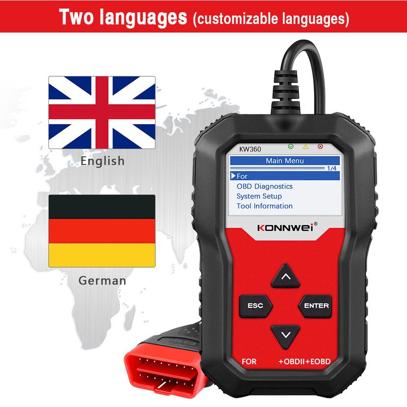 KONNWEI KW360 Full Systems OBD2 Scanner For Mercedes-Benz C300 W205 W211 Code Reader ABS Airbag Oil Reset Car Diagnostic Tool