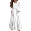 Girls' Tiered Ruffle Dress - Long Sleeve Printed Maxi With Pockets