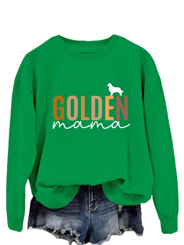 GOLDEN Mama Женская футболка с длинным рукавом, пуловер, толстовка для весны и осени (Европейский & Американский стиль)