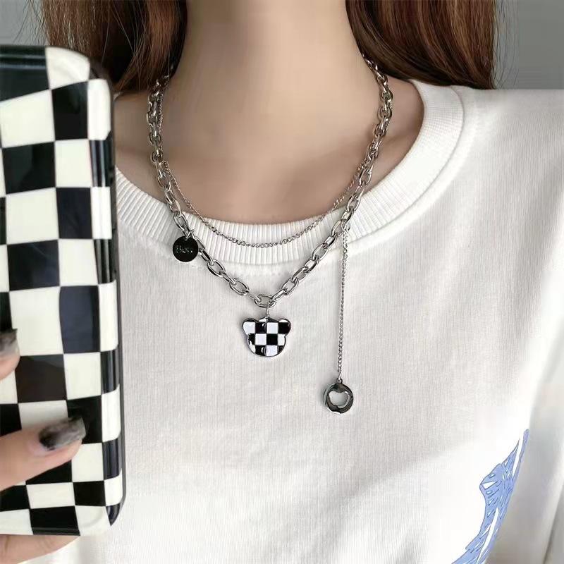 Punk Senior Fashion Women Pendant Necklaces Fine Double Link Chain Metal Heart Party Necklace Jewelry Gift