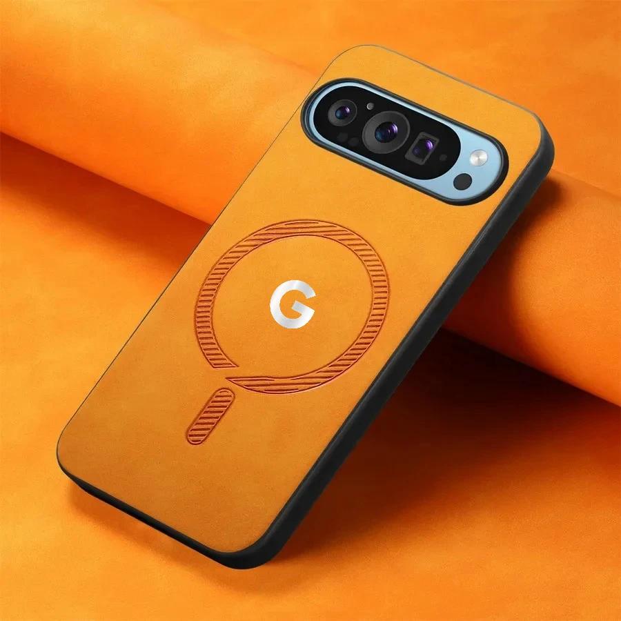 Роскошный простой чехол из гладкой PU-кожи для Google Pixel 10 9 Pro XL 8 7A Pro, тонкий, с поддержкой беспроводной зарядки, полный комплект, противоударный