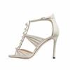 Star Style Pleated Mary Janes Women Sandals Luxury Pearls Stiletto High Heels Rome Sandals Summer Party Banquet Shoes