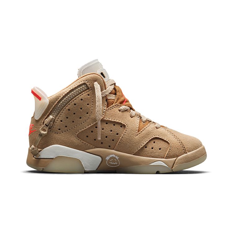 Детские кроссовки Travis Scott x Air Jordan 6 Retro PS British цвета хаки Светло-коричневый с парусом DH0693-200