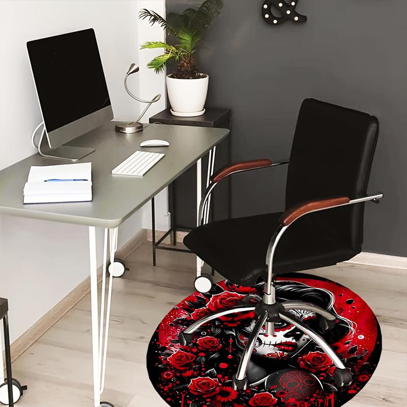 1PC Day of the Dead, Sugar Skull Non-Slip Floor Round carpet, Office, family, bedroom, Large Area Rug Indoor Rugs,  Durable PolyesterH0380