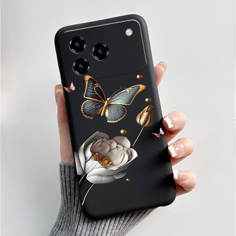 Чехол с рисунком для ZTE Blade A76 4G Z2474 Мягкий силиконовый черный чехол-обложка Милый цветочный мультяшный кейс
