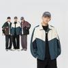 Fashion Brand American Retro Color Contrast Splicing Stand Collar Jacket Men and Women's New Autumn Loose Trend Couple Casual Coat