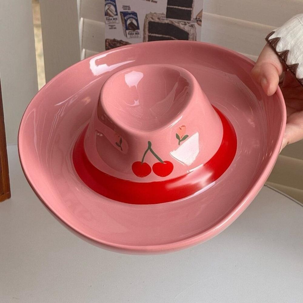 Creative Cowboy Hat Ceramic Tray with Divided Dumpling Plate Breakfast Dish Party Gifts