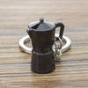 Creative 3D Coffee Keychain Metal Mini Size Moka Pitcher Keyring Barista Keychain Coffee Enthusiasts