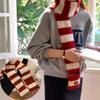 Hot  Women Knitted Wool Scarf Warm Splicing Contrasting Striped Neck Scarves Femme Small Narrow Woman Harajuku Neck Warmer