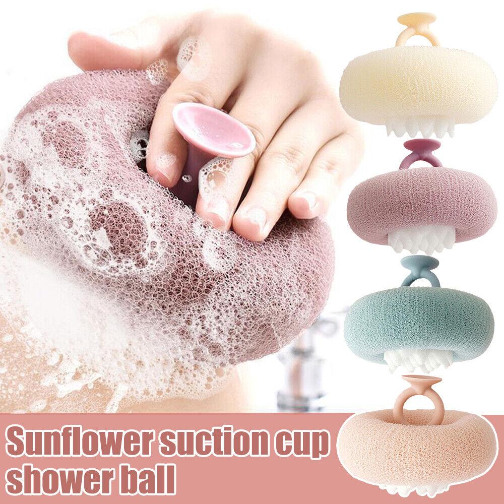 2 в 1 Шарик для ванны с подсолнечником Супермягкое отшелушивающее полотенце для душа с присоской
