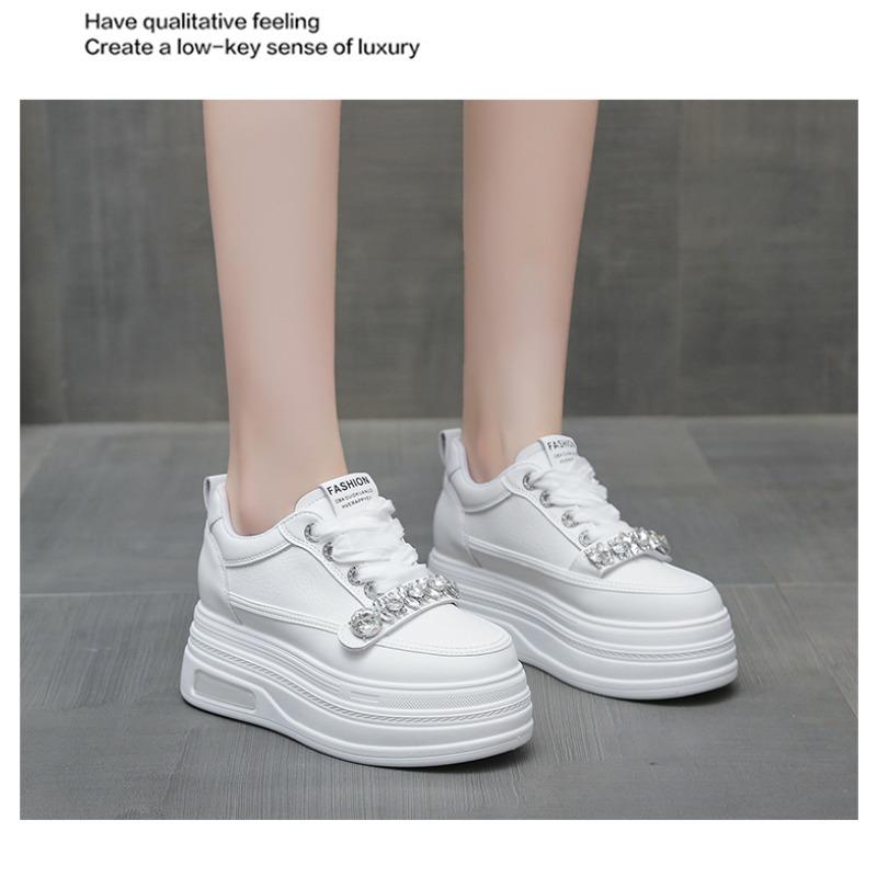 Кроссовки на каблуке 8 см для женщин, платформа-клиновидный каблук из натуральной кожи, женская повседневная обувь, женская обувь для ходьбы, кроссовки-лодочки