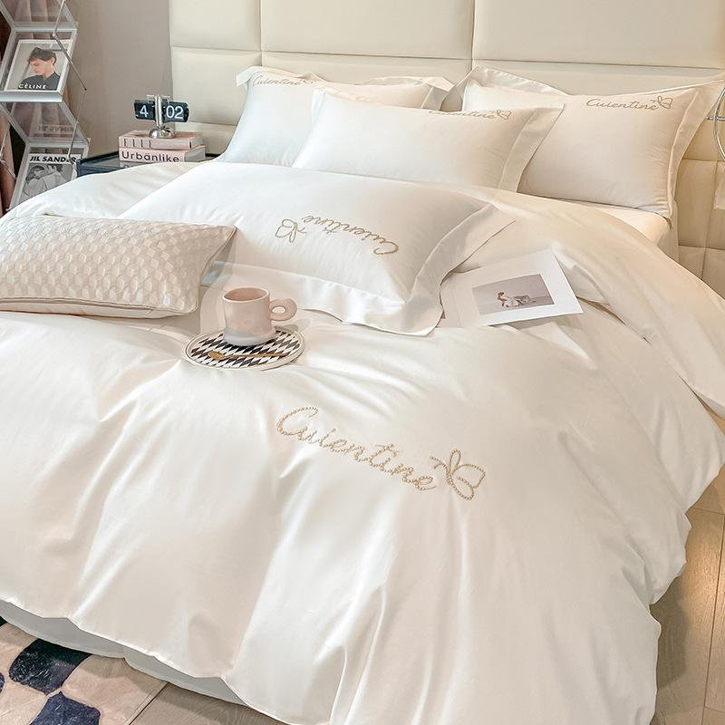 Роскошный комплект из 4 предметов из длинноволокнистого хлопка Синьцзяна: Осенне-зимние простыни, пододеяльники и постельные принадлежности