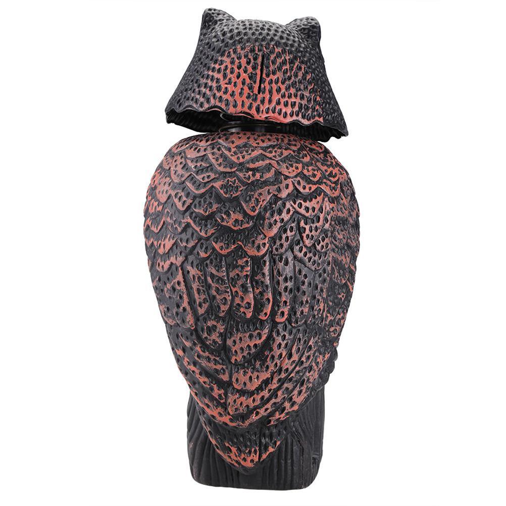 Horned Owl Decoy and 360 Degrees Rotating Head Owl Statue To Scare Birds Away for Patio Yard Garden