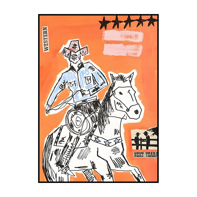 Abstract Classic Vintage Western Cowboy Poster Into The Wild Wall Art Print Canvas Painting for Living Room Home Decor Picture
