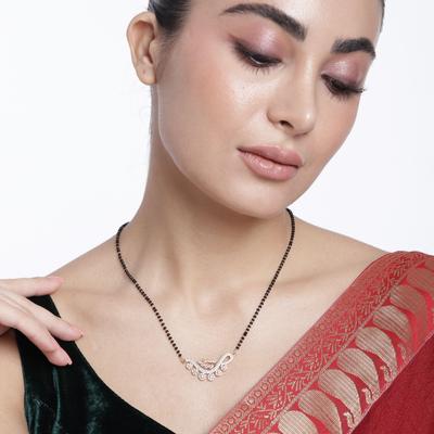 Abdesigns Короткая Алмазная Мангалсутра, Индийская Мангалсутра с покрытием из розового золота, Мангалсутра актрисы Болливуда, Американская Алмазная Мангалсутра