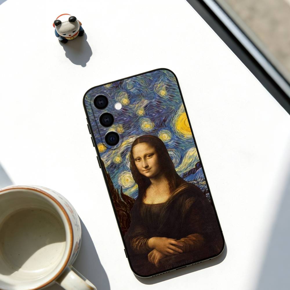 Humorous M-Mona L-Lisa Art Phone Case For Samsung Galaxy A73,A72,A71,A70,A53,A52,A51,Soft Black Cover