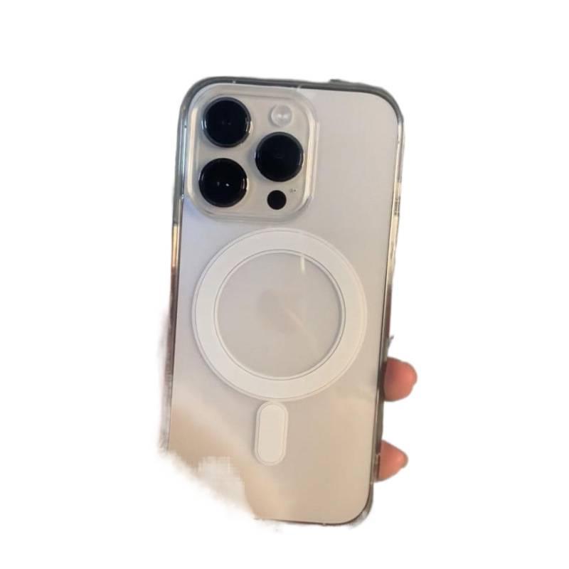 Прозрачный магнитный чехол из акрила для iPhone 13/15 Pro с премиальной упаковкой в коробке.