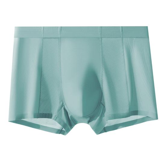 Мужские трусы-боксеры средней посадки с эластичным поясом, дышащие сетчатые шорты, однотонные летние охлаждающие трусы из ледяного шелка