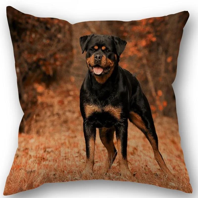 New Custom PET Rottweiler Pillowcase Cotton Linen Fabric Square Zipper Pillowcase Xcm Wedding Decorative Pillow Cover