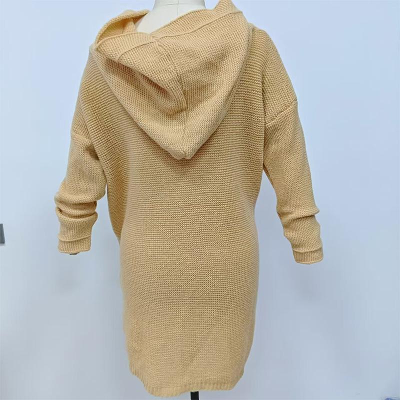 2024 Новый вязаный свитер с капюшоном и воротником-шляпой, стильный пригородный, свободный кардиган, женский свитер, женская одежда большого размера