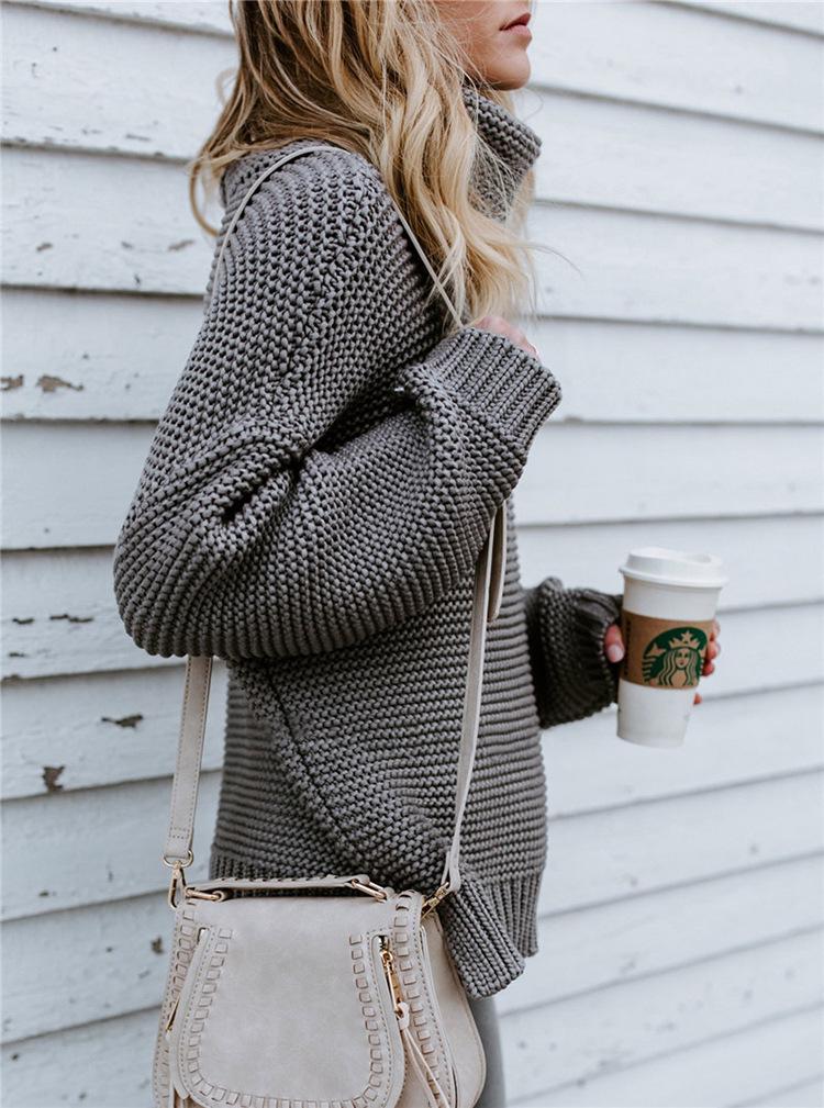 2026 Autumn/Winter Women's Thick Yarn High Neck Long Sleeve Knit Pullover Sweater