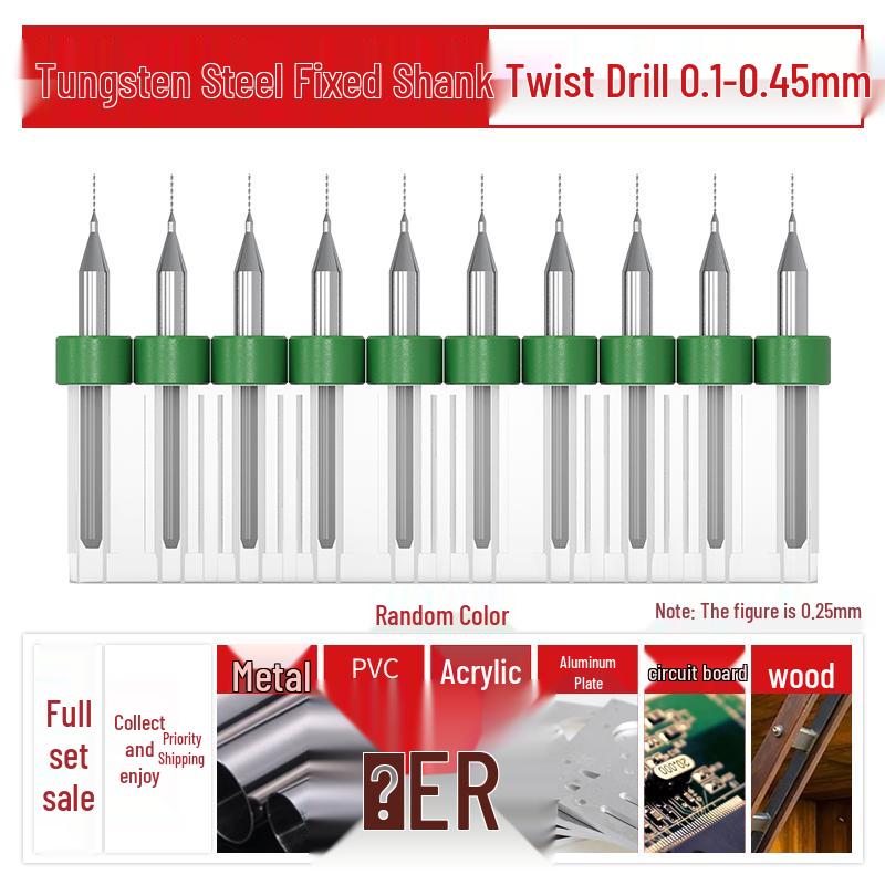 PCB Tungsten Steel Micro Twist Drill Set, 0.2-3.0mm, Fixed Shank