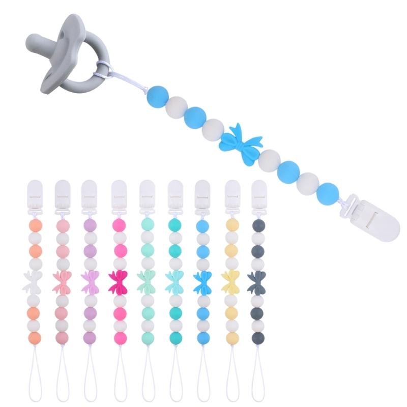 Upgraded Dummy Clip with Knot- for Baby BPA Free Silicone Pacifiers Clip Soother Chain Holders for Boys & Girls Gift
