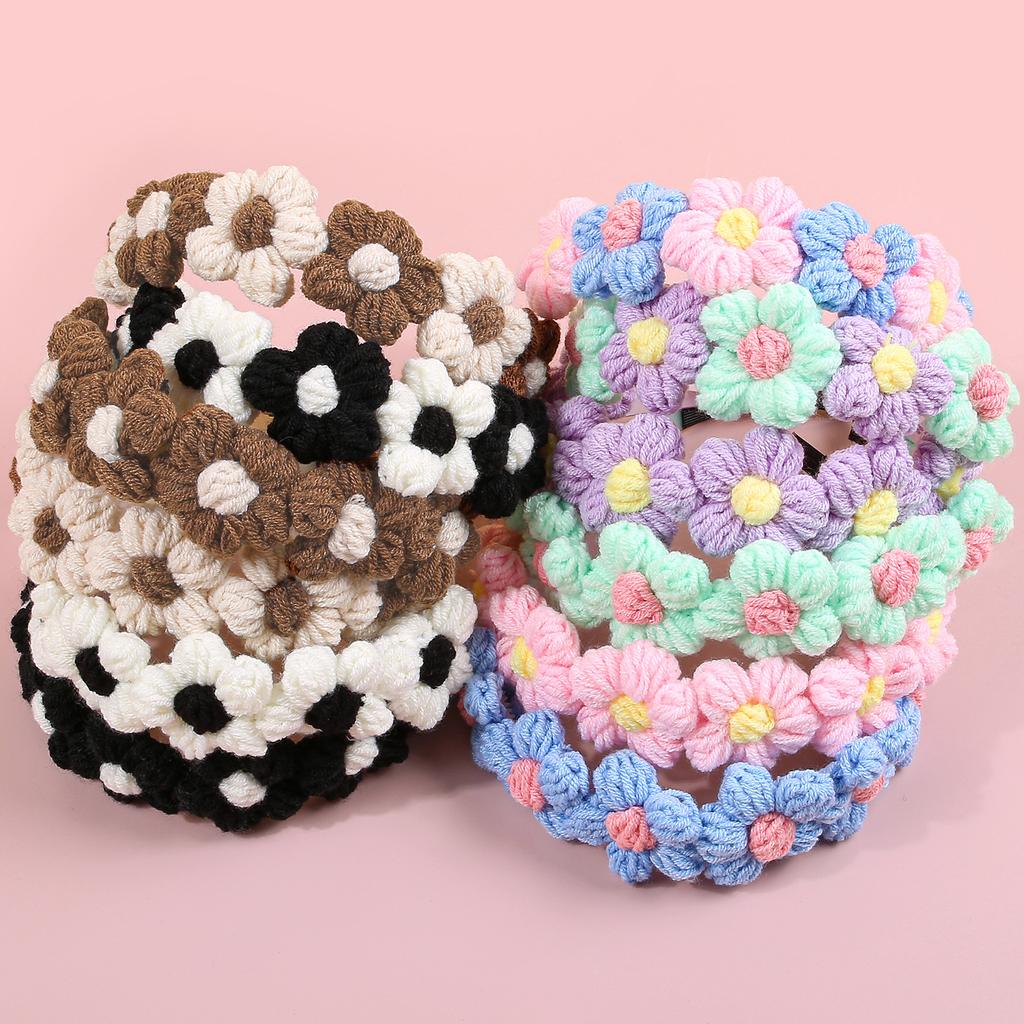 Fashion Women Girls Headbands Knitting Yarn Flower Headbands Cute Flower with Teeth Hairbands Winter Hair Accessories