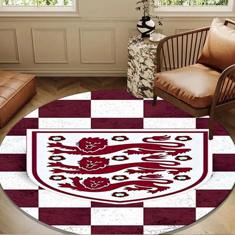 1PC EnglCoat Of Arms Round Rug for Livingroom,Bedroom, Palyroom, Chair Rug, Area rug, Circle Carpet, Large Size Fan Christmas gift