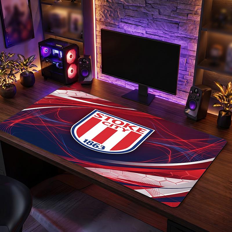 Игровой коврик для мыши Stoke City, большой, противоскользящий, расширенный, для игрового стола, офиса, дома