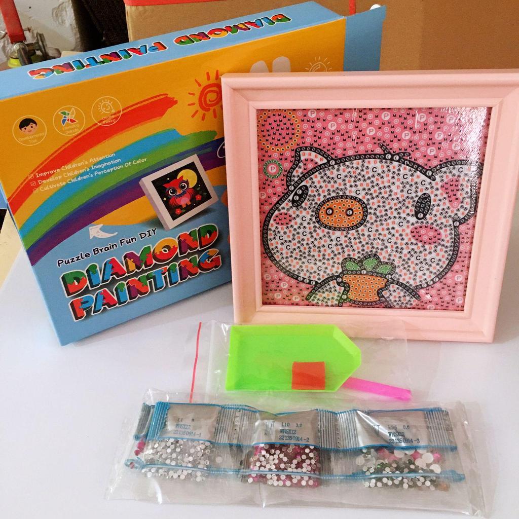 DIY Cartoon Diamond Painting Kit with Frame - Educational Toy for Kids