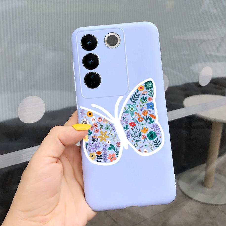 Чехол для Vivo V27 Pro Задняя крышка для Vivo V27e Модный чехол-фунда конфетного цвета с рисунком для Vivo V27 5G V 27e V27Pro V2237 V2230 Мягкий чехол