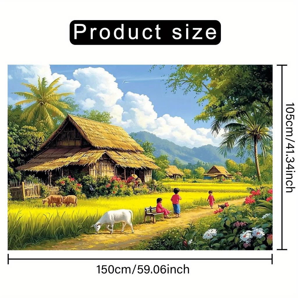2D plane, 1 tropical rural life background, suitable for parties, weddings, birthdays and anniversaries